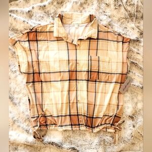 Pull-Over Plaid Collared Blouse